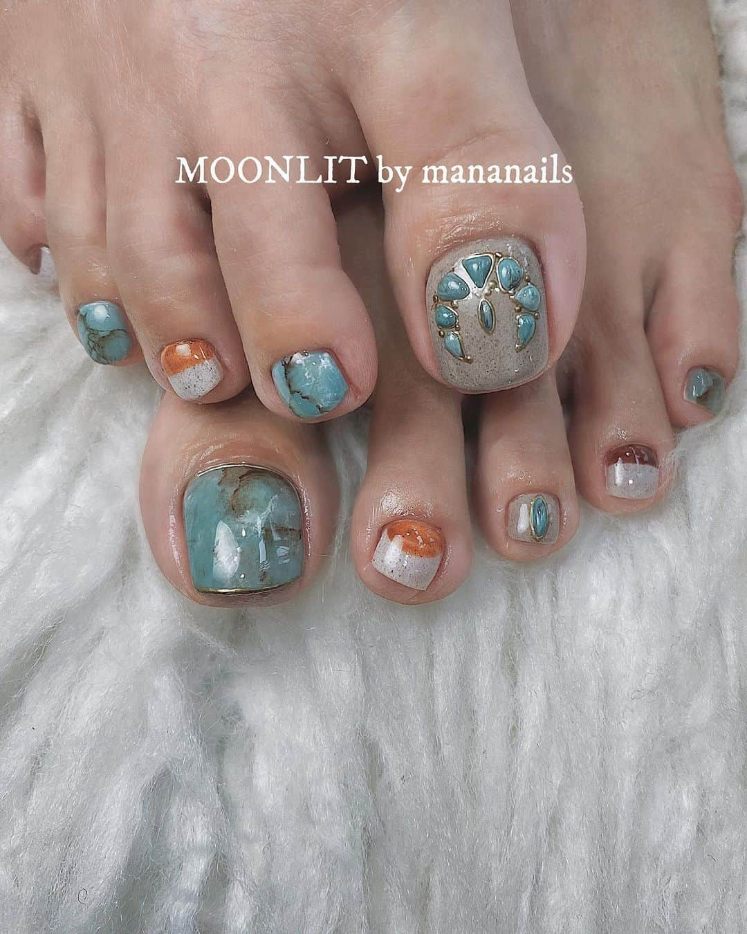 mananailsさんのインスタグラム写真 - (mananailsInstagram)「turquoise × sand ㅤ ☾120min design」1月18日 20時12分 - mananails