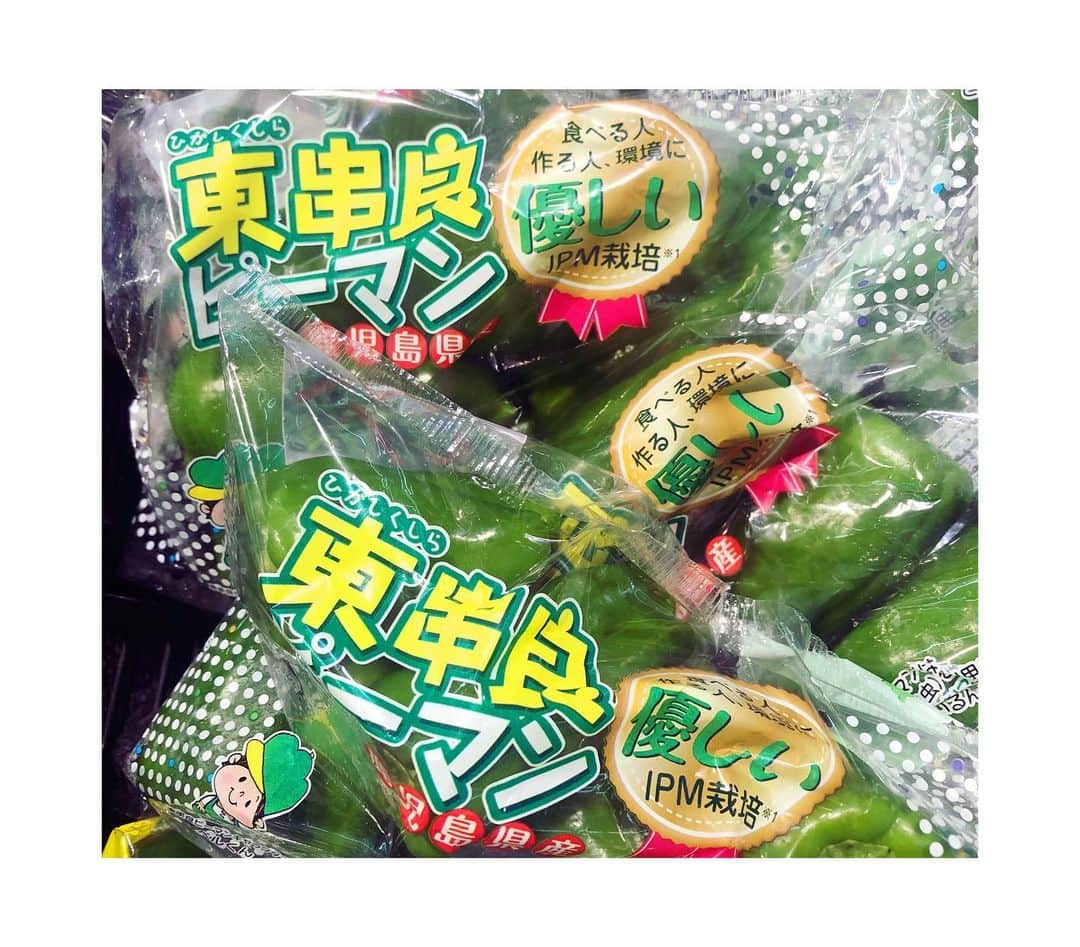 原口奈菜のインスタグラム：「そのままかぶりついても美味しい東串良のピーマンを静岡でも食べられています😭🙏幸せ…。近所のスーパーで鹿児島探しをしては誇らしくて嬉しくてにんまり。今年もよろしくお願いします！」