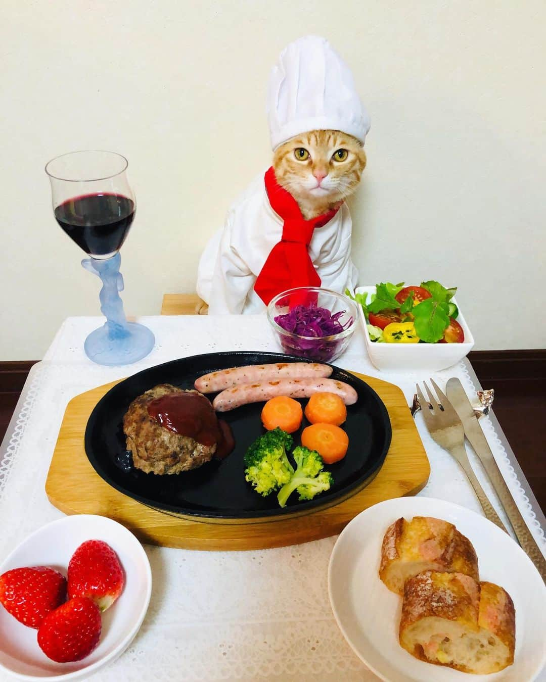 マロさんのインスタグラム写真 - (マロInstagram)「ハンバーグ🍴 Hamburg Steak🍴 ☆ いつもコメントありがとうございます😺🙏💕 返信出来なくてすみません🙇‍♀️ 全て拝見しています🐾 ☆ Thank you for your kind comments😸🙏💕 I'm sorry that I couldn't reply. ☆ #cat#cats#catsofinstagram#😻 #chef#food#hamburgsteak  #にゃんすたぐらむ#ねこ#ネコ#猫 #ねこ部#ふわもこ部#ハンバーグ #料理#カーリングシトーンズ #斉藤和義#猫のいる暮らし」1月18日 22時50分 - rinne172