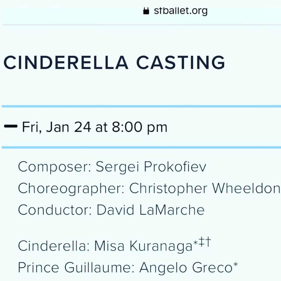のインスタグラム：「My debut in Christopher Wheeldon’s Cinderella with @sfballet I will be dancing with @_angelogreco_  サンフランシスコバレエのプログラム1はシンデレラ。振付家はパリのアメリカ人で有名なクリストファー　ウィールドン。相方はアンジェロ。#ballet #ballerina #ballerinalife #happy #cinderella #happiness #dance #art #幸せ #バレエ #バレリーナ #rehearsal #work #debut #christopherwheeldon #sfb」