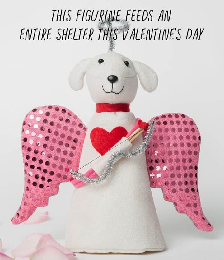 Animalsのインスタグラム：「Our pawdorable The Miracle Of Love Artisan Angel pup is the perfect piece of decor for Valentine's Day – not just because this little guy is so gosh darn sweet, but because your purchase of one of these cupid pups provides 30 meals to shelter pups. That's a whole shelter full of dogs with full bellies! Buy link in @iHeartDogscom bio.」