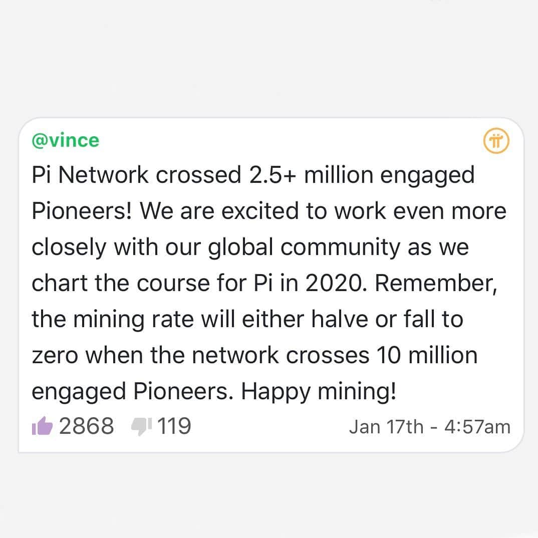 Wikileaksさんのインスタグラム写真 - (WikileaksInstagram)「Pi reached 2.5 Million Pioneers. The mining rate will halve when Pi reaches 10M engaged Pioneers. π Pi is a new cryptocurrency that you can easily “mine” (or earn) from your phone. You can download the Pi Network App on the AppStore or GooglePlay. All you need is an invitation from an existing trusted member on the network. It’s free! π Invitation code: Beachbob π Is this real? Is Pi a scam? Pi is not a scam. It is a genuine effort by a team of Stanford graduates to give everyday people greater access to cryptocurrency. π For more information visit: minepi.com  #pithefirst#pi1million#pinetwork#minepi#generationpi#cryptocurrency#kryptowährung#stanford#blockchain#money#geld#yale#smile#brexit#yahoo#yahoofinance#bloomberg#handelsblatt#cnnbusiness#sparkasse#invest#daytrade#recession#trading#barrick#gold#miners」1月19日 3時23分 - pisammeln