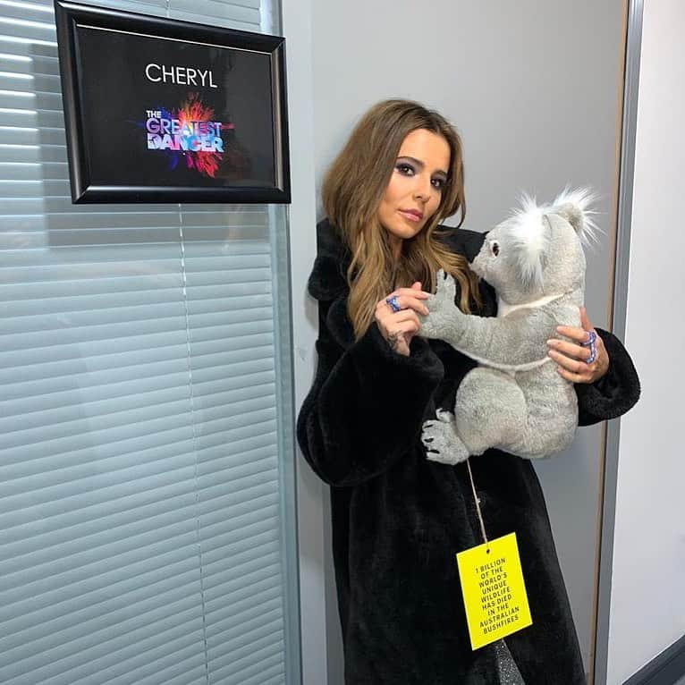 シェリル・コールのインスタグラム：「This little guy came to visit me today. He’s part of a campaign to raise awareness of the devastation affecting wildlife in Australia caused by the bush fires 😢 You will find koalas just like him hanging out all around London... follow @koalasofnyc to find out more. Let’s try and help as much as we can! 🐨❤」