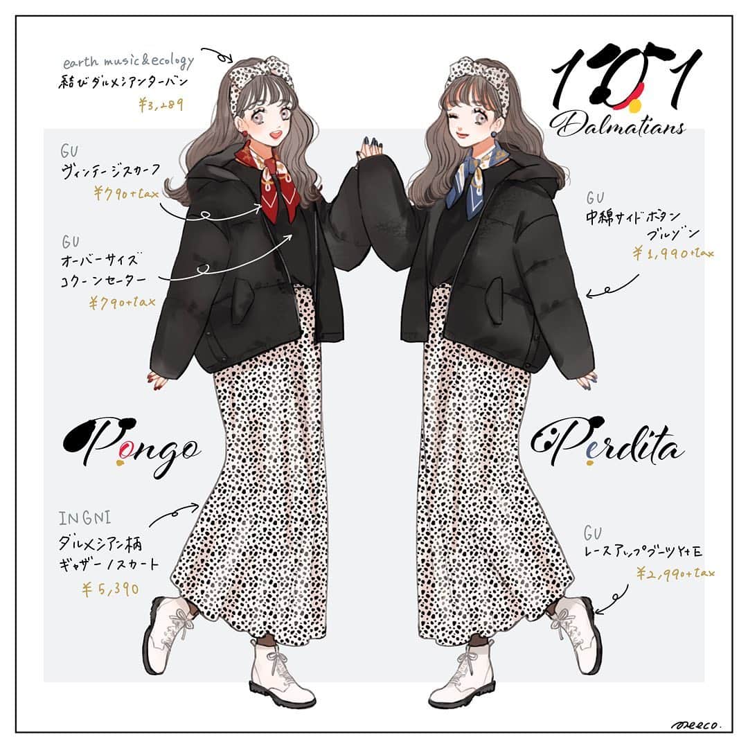 みーこさんのインスタグラム写真 みーこinstagram 101匹わんちゃんイメージ冬コーデ イラスト ファッション ファッションコーデ ファッションイラスト 101匹わんちゃん 冬コーデ ディズニーコーデ ディズニーバウンド Meeco ディズニーイメージコーデ