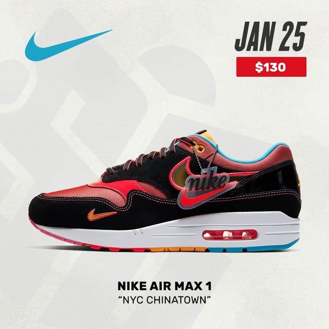 Sneaker Newsさんのインスタグラム写真 - (Sneaker NewsInstagram)「#SNReleaseAlert : The Nike Air Max 1 "NYC Chinatown" arrives in time for Chinese New Year. Inspired by the neighborhood in downtown Manhattan, this special edition release features imagery of the Chomilla, a prominent figure in Chinese mythology depicted by a winged horse. For a detailed look, tap the link in our bio.」1月19日 13時12分 - sneakernews