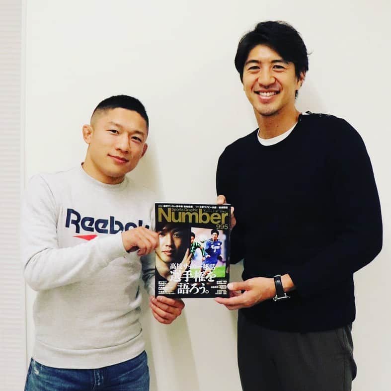堀口恭司のインスタグラム：「田中大貴さんにNumber のインタビューして頂きました！！皆さんお楽しみに(^^) 大貴さんありがとうございました！！」