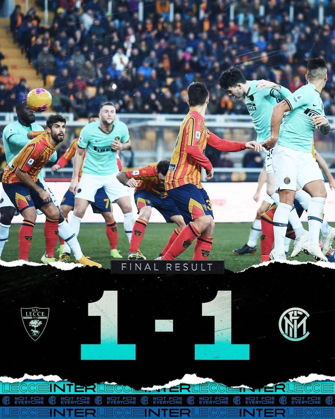 インテルナツィオナーレ・ミラノさんのインスタグラム写真 - (インテルナツィオナーレ・ミラノInstagram)「FULL TIME #LecceInter 1-1 #Inter #ForzaInter #SerieA #Football」1月20日 1時07分 - inter