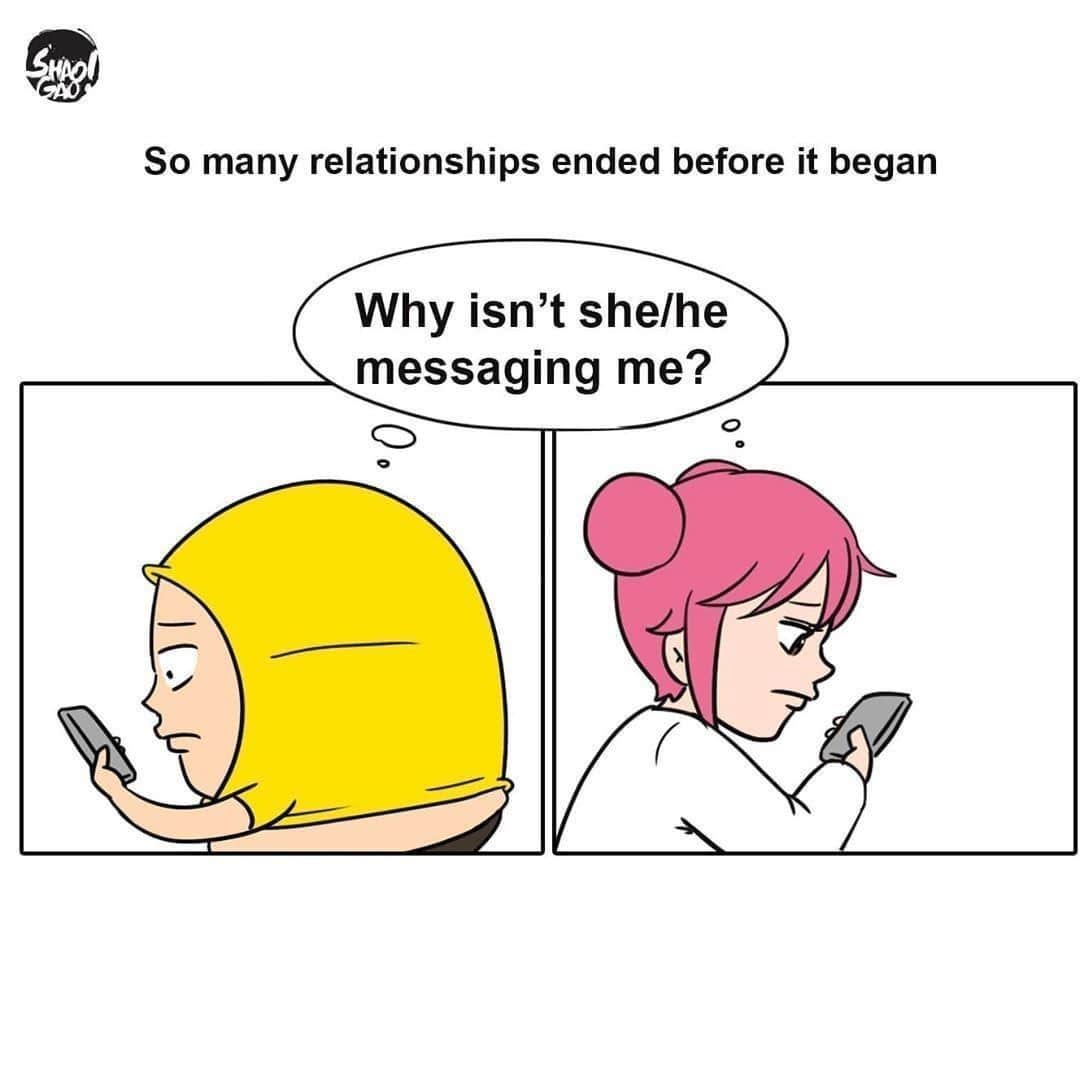 9GAGさんのインスタグラム写真 - (9GAGInstagram)「Text him/her now! | Follow @doodles⠀ -⠀ By @shaogao_en / @shaogao⠀ -⠀ #doodles #illustration #comics #relationship」1月20日 14時10分 - 9gag