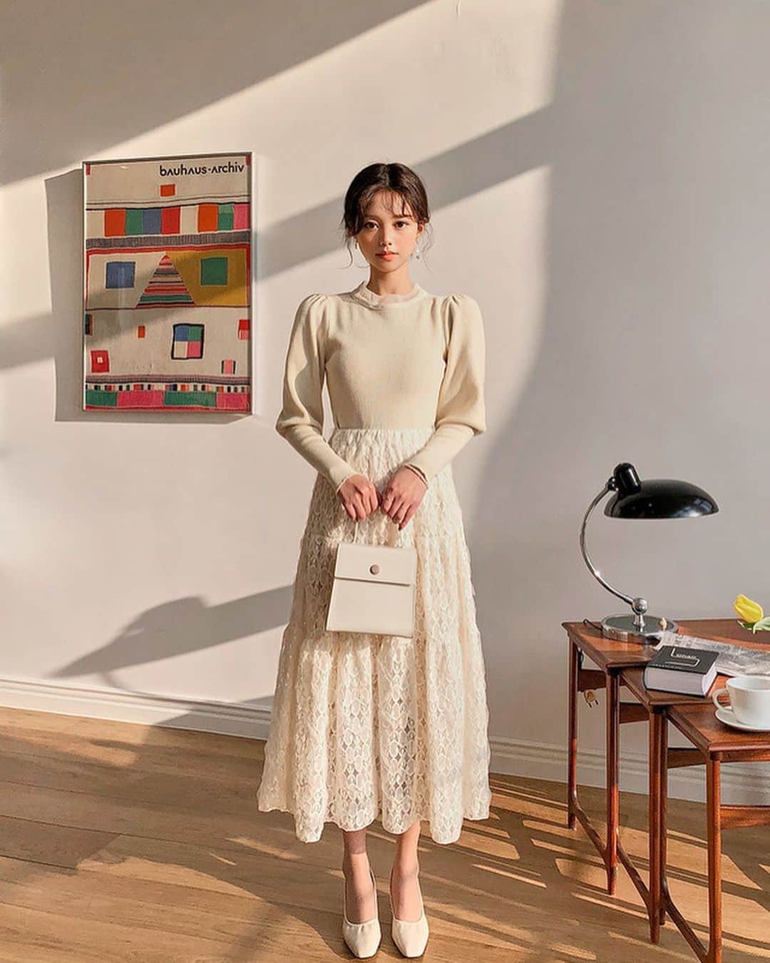 Chuuのインスタグラム：「밴딩으로 편안한 레이스원단의 롱 스커트✨」