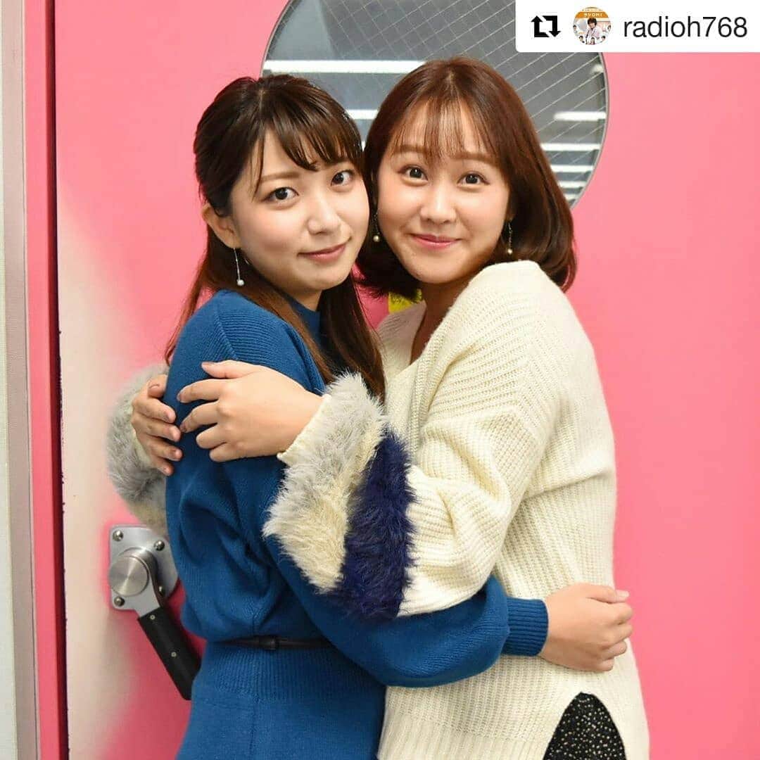 のインスタグラム：「#Repost @radioh768 (@get_repost) ・・・ . 先週（1/10）の『ラジOH！』出演者のショット。 . もう3枚！ . あ！ . 今夜の『ラジOH！』は、萩原渉アナ、淵本恭子アナ、北村麗アナの出演です。 . #OHK #岡山放送 #8ch #アナウンサー #矢野みなみ #今川菜緒」