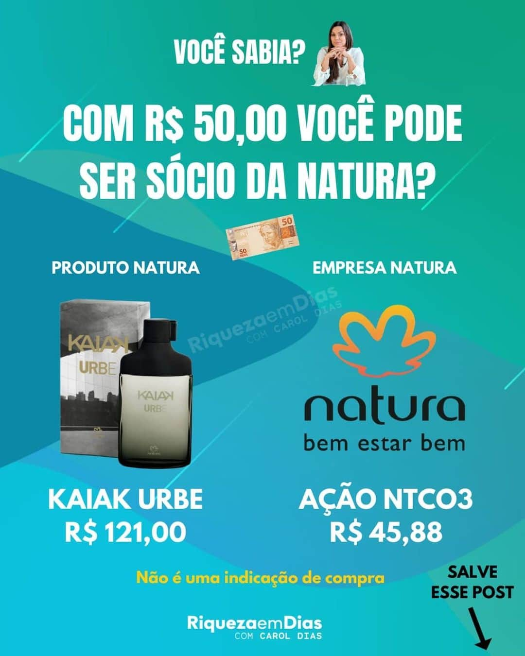 Carol Diasさんのインスタグラム写真 - (Carol DiasInstagram)「Para tantas pessoas se tornar sócio de grandes empresas como a @naturabroficial é algo impossível e completamente fora de cogitação.  Sim, é verdade! Nem passa pela cabeça delas algo assim, mas é super possível e também é simples.  Por isso fiz esse post para chamar a sua atenção e agora quero te ensinar como é fácil construir seu patrimônio através da bolsa de valores.  Lembra que eu disse que era simples? Eu não menti sobre isso, mas também não disse que você não teria que estudar e entender como funciona o investimento através da bolsa de valores.  Eu estou lançando HOJE o meu primeiro livro digital, 100% gratuito onde ensino o passo a passo para você começar a investir de uma vez por todas! ✔Marque um amigo nos comentários, e compartilha esse post que vou te dar meu livro grátis para você.  Beijos de luz 😘 . . . . . . . . #investimentos #dinheiro #empreendedorismo #sucesso #investimento #inflação #fundosimobiliários #empreender #investir #vaibrasil #trader #negocios #mercadofinanceiro #bolsadevalores  #finanças #liderança #fiis #planejamento #economia #finançaspessoais #planejamentofinanceiro #investidor  #liberdadefinanceira  #investidorinteligente #caroldias #rendavariavel #ações #comoinvestir #educaçãofinanceira #buyandhold」1月20日 23時58分 - caroldias