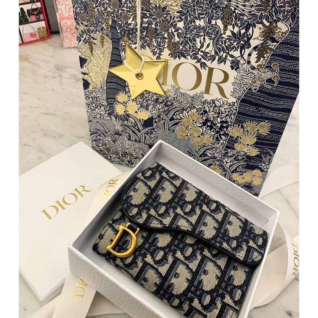 葉月樹里のインスタグラム：「ちっせー鞄用のちっせー財布👛 . .  このトロッター柄10代の時に流行った✨ . .  鞄も財布も靴も何個あっても困らんし足りんな👋 . .  #葉月樹里 #soiréeine #ソワレーヌ #dior #ディオール #ミニ財布 #トロッター」