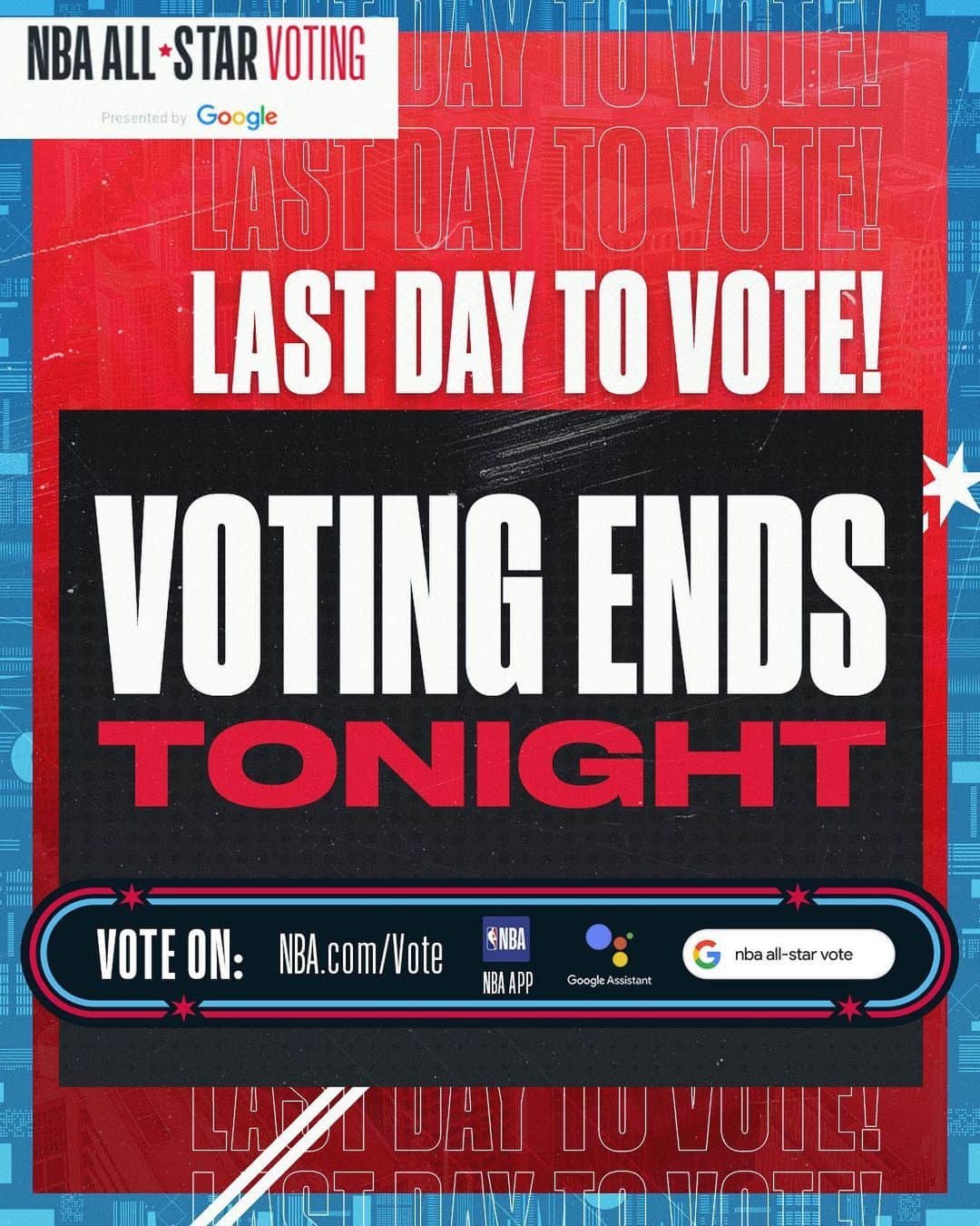 NBAさんのインスタグラム写真 - (NBAInstagram)「It’s your last chance AND your vote counts double! @nbaallstar voting presented by @google concludes at 11:59pm/et!」1月20日 21時32分 - nba