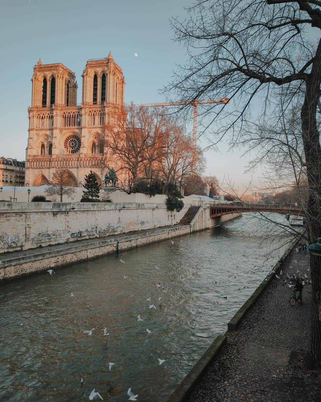Putri Anindyaのインスタグラム：「Nine months // last April there was a big fire of this world heritage, Notre-Dame de Paris. The fire was tragic and overexposed by the people who held their smartphones and sharing it through social media. For the ones who live here it’s such a tragedy cause this church is the witness of humanity from 1163. It took almost 300 years to build this cathedral and the fire burnt the roof and the spire that fell to the ground. ⁣⁣ ⁣⁣ What I don’t understand is how the people were in rage when some billionaires and rich people gave their money for Notre-Dame renovation. They started to compare with other things that irrelevant. Of course this one got lots of exposure because it is an art and heritage of the world that watched the humanity for 800 years and situated in Paris, France capital, in the middle of city where everyone holds a mobile phone. ⁣⁣ ⁣⁣ Of course it seems unfair when there are lots of other things that need more help but should we compare? ⁣⁣ ⁣⁣ It breaks my heart when I finally saw this in person after the fire. From this angle it looks pretty much the same but once you walk more to the other side of the church, you’ll see how bad the condition is. Especially the structure is very fragile and i guess it will take years and years until it fully recover. ⁣⁣ ⁣⁣ So for a while, this is a shot of Notre-Dame de Paris in renovation, January 2020. I captured it with @realmeindonesia #realmeX2pro. ⁣⁣」