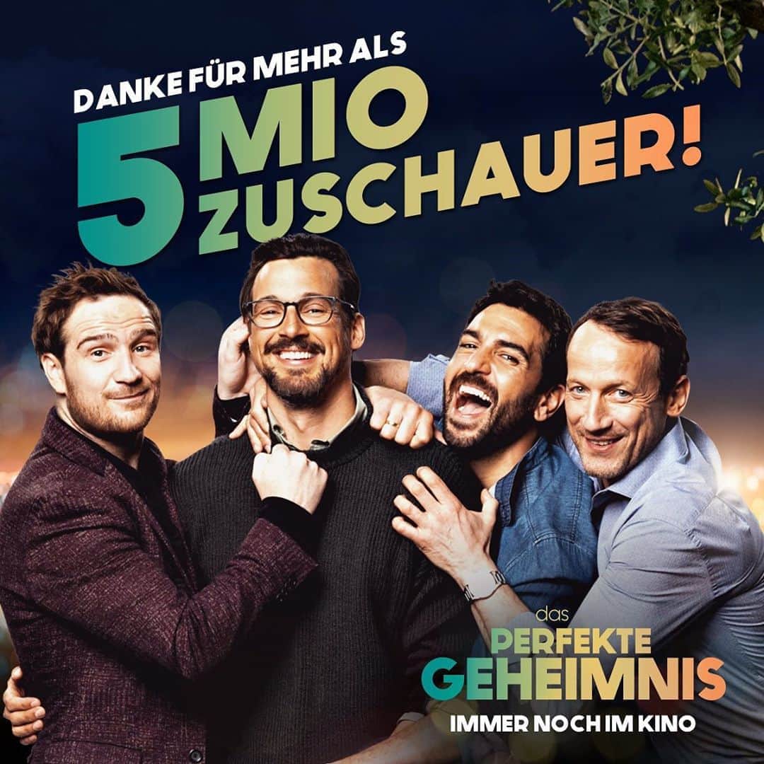 エリヤス・エンバレクのインスタグラム：「DANKE!! Und für alle, die @dasperfektegeheimnis noch nicht gesehen haben oder nochmal sehen wollen: Er ist auch weiterhin im Kino:))!!」