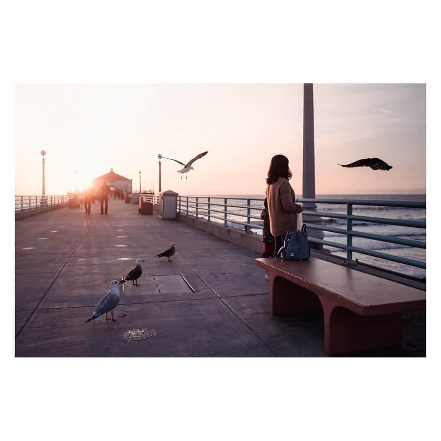 Pete Halvorsenのインスタグラム：「Pier People: Two Pierspectives, Two Images.  The ebb and flow of this place still gets me as I crest the hill at Highland to start the walk down. I’ve lived here more than half my life and still get excited to see what each visit brings.  The Pier connects our town and the people in it to the ocean, physically and spiritually. It’s a meeting place, a place to surf, fish, daydream or take photos.  #PierPressure started as a fun hashtag. Over the last 8+ years documenting this pier has helped sharpen my eye, develop as an artist and become a home base to recharge my soul.  Leica Q」