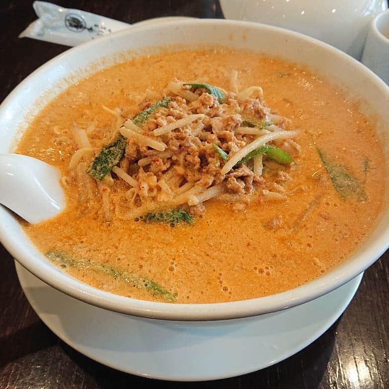 日比野玲さんのインスタグラム写真 - (日比野玲Instagram)「お腹いっぱい、でも美味し！ #担々麺 #ジャンボ餃子 #ランチセット #熱々 やん#お気に入り追加」1月21日 17時32分 - aquilano_hibino