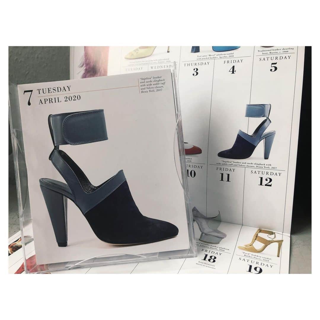 デニズテルリのインスタグラム：「2020 workman Shoe calander. April 7th and September 4th and 5th are Anjelica days🎊  Thanx to @virtualshoemuseum  #denizterli #anjelica #handmade #shoes #shoecalander #workmanpublishing #virtualshoemuseum #highheels #bluesuedeshoes #luxuryfootwear #istanbul #rotterdam」
