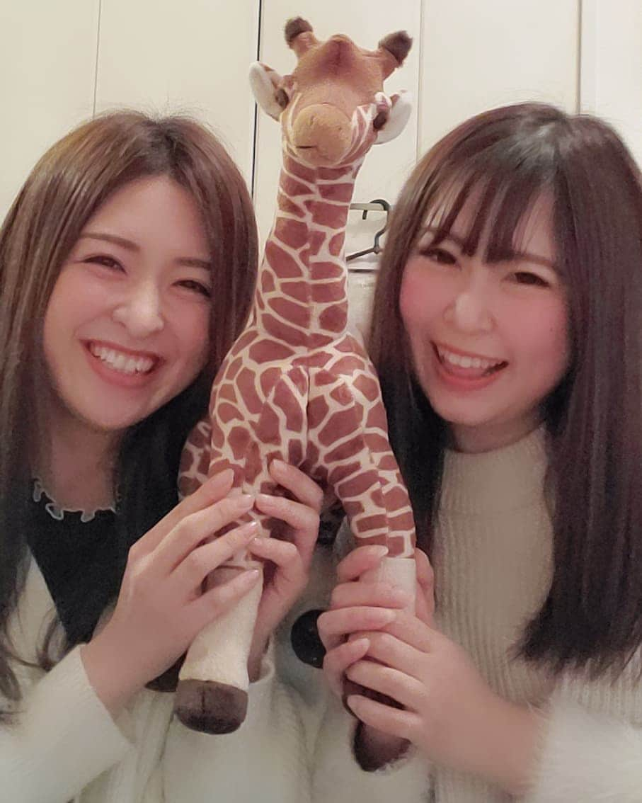 広瀬みくさんのインスタグラム写真 - (広瀬みくInstagram)「まなみん家お邪魔してきたよ🦒❤ 美味しい物食べて、パンダ🐼のドキュメンタリー観て感動して、いろいろ話も聞いてもらって…❤ あっという間の数時間やた😘 . . #まなみく #仲良し #キリンさん #ナマズさん #ぬいぐるみ #楽しい時間 #何でも話せる #聞いてくれてありがとう 😍 #friends #japanesegirl #homeparty #happyday #followme」1月21日 22時05分 - miku__hirose