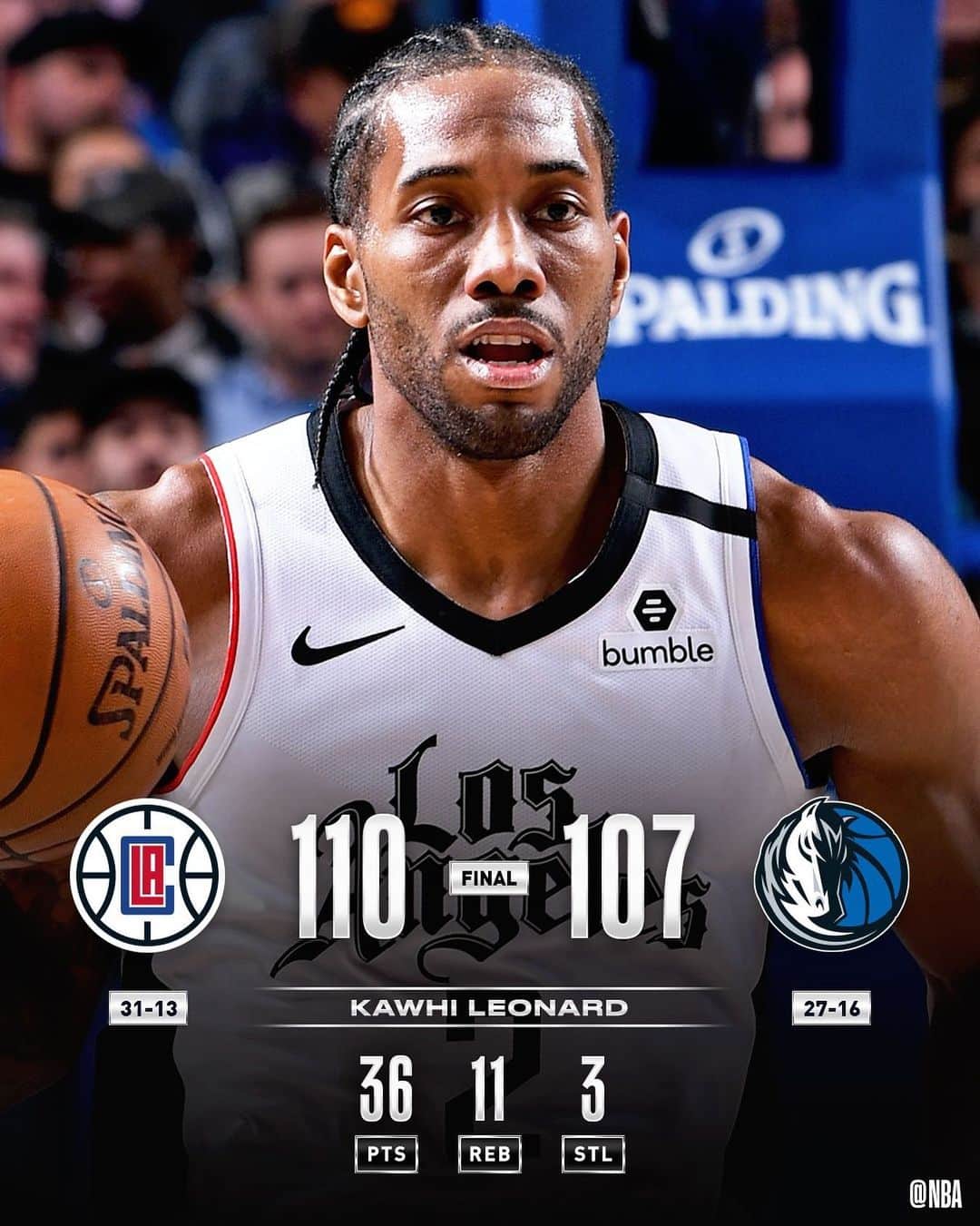 NBAさんのインスタグラム写真 - (NBAInstagram)「The @laclippers defeat the @dallasmavs 110-107 in Tuesday’s NBA action!」1月22日 13時23分 - nba