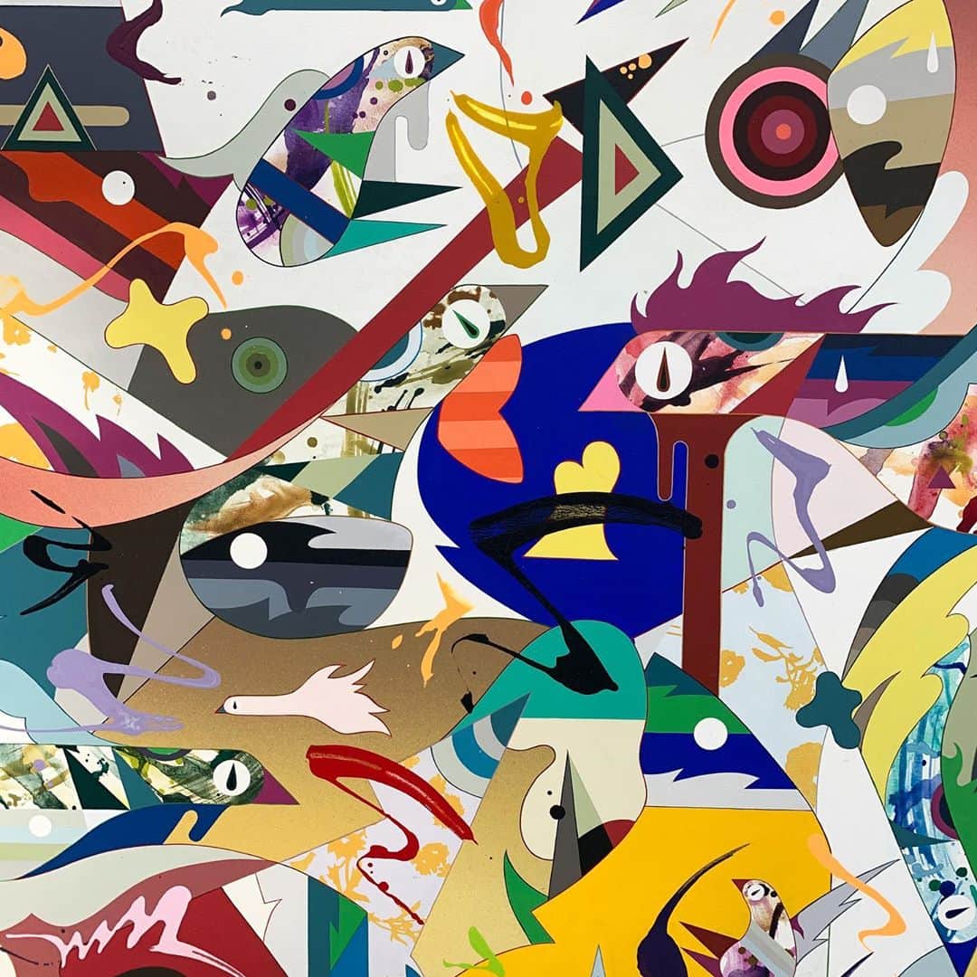 松山智一さんのインスタグラム写真 - (松山智一Instagram)「“Keep Fishin’ For Twilight”, 2017 Acrylic on canvas Triptych , 15ft x 7ft」1月22日 6時02分 - tomokazumatsuyama