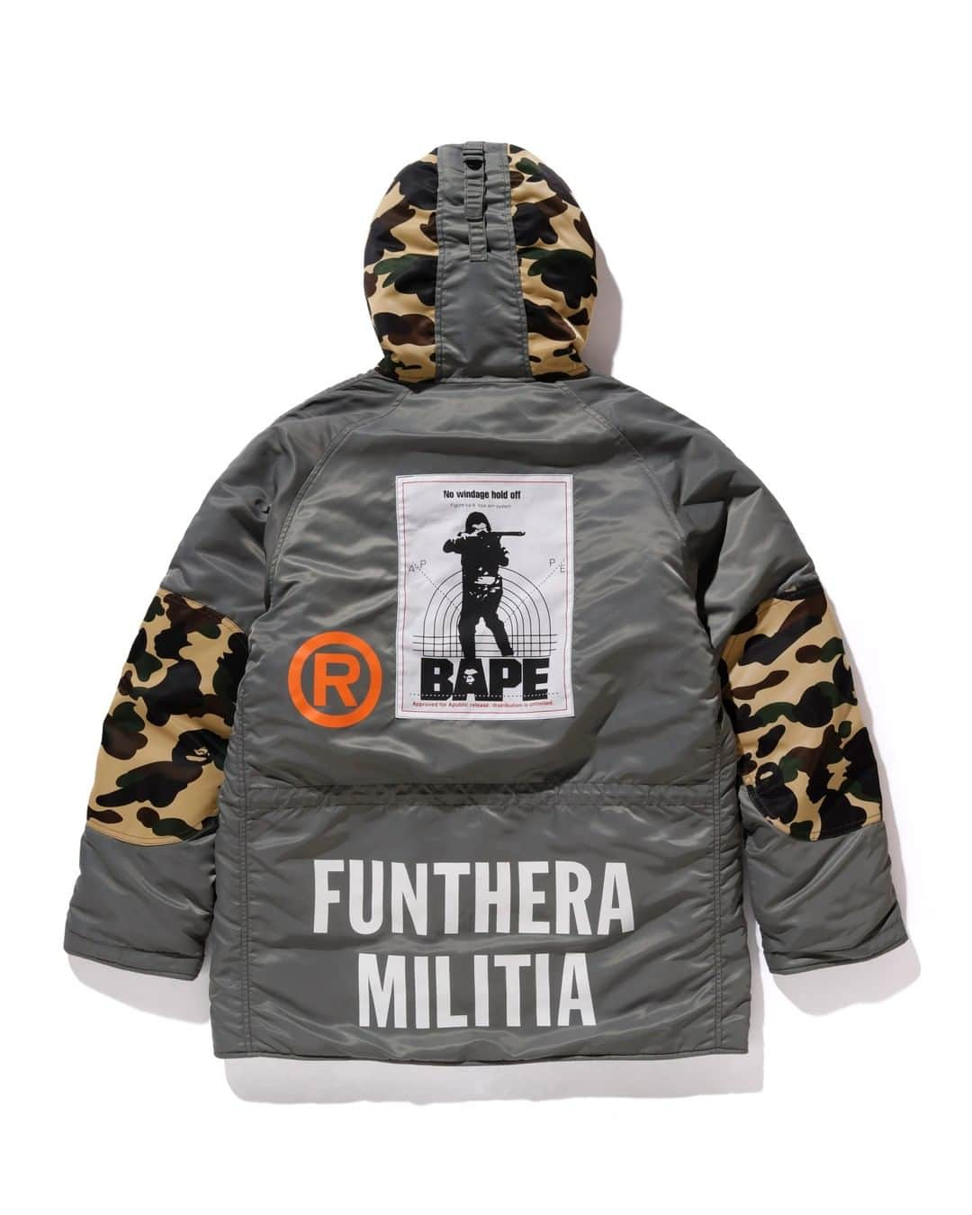 ア ベイシング エイプさんのインスタグラム写真 - (ア ベイシング エイプInstagram)「Initially exhibited at BAPE® XXV, BAPE® x @alphaindustries is hitting the stores with highly exclusive MA-1 and N-3B jackets. BAPE® original prints, patches, and materials are integrated into Alpha Industry's most coveted jackets. This collaboration will be available at @bapexclusiveaoyama, @bapestoredsmg and BAPE.COM on Saturday, January 25th. #bape #alphaindustries」1月22日 7時00分 - bape_japan