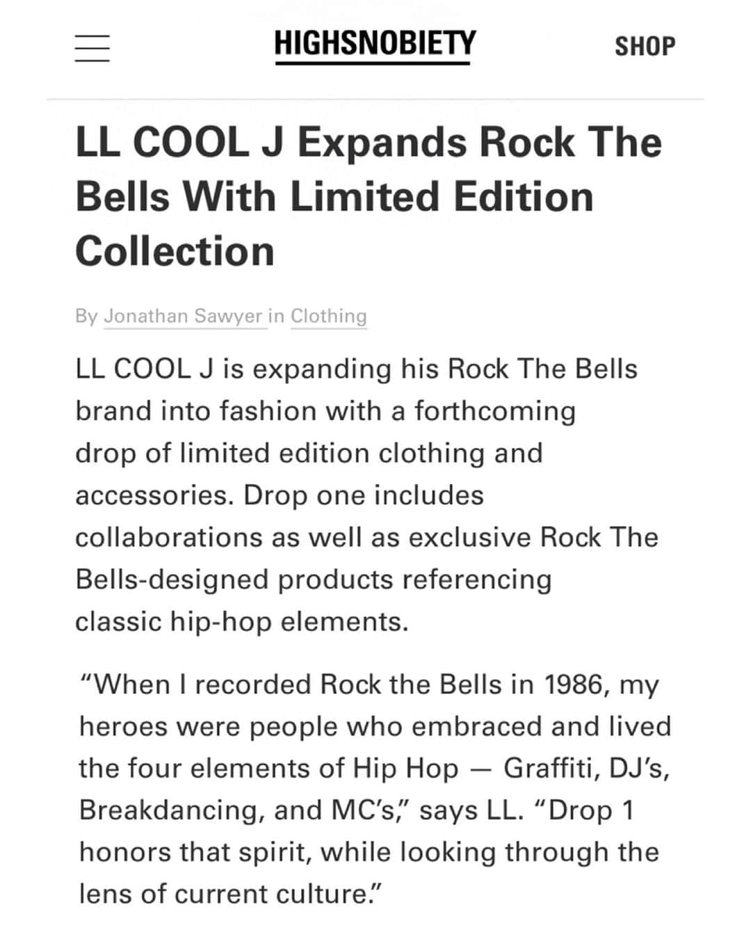 LL・クール・Jさんのインスタグラム写真 - (LL・クール・JInstagram)「@ROCKTHEBELLS Drop One launches in one week — January 28th!!!! On ROCKTHEBELLS.com 💪🏾 Shoutout @highsnobiety for the feature 🔥🔥🔥 We do it for #CLASSICHIPHOP Culture!! #ROCKTHEBELLS #StrictlyOG #Timeless」1月22日 9時51分 - llcoolj