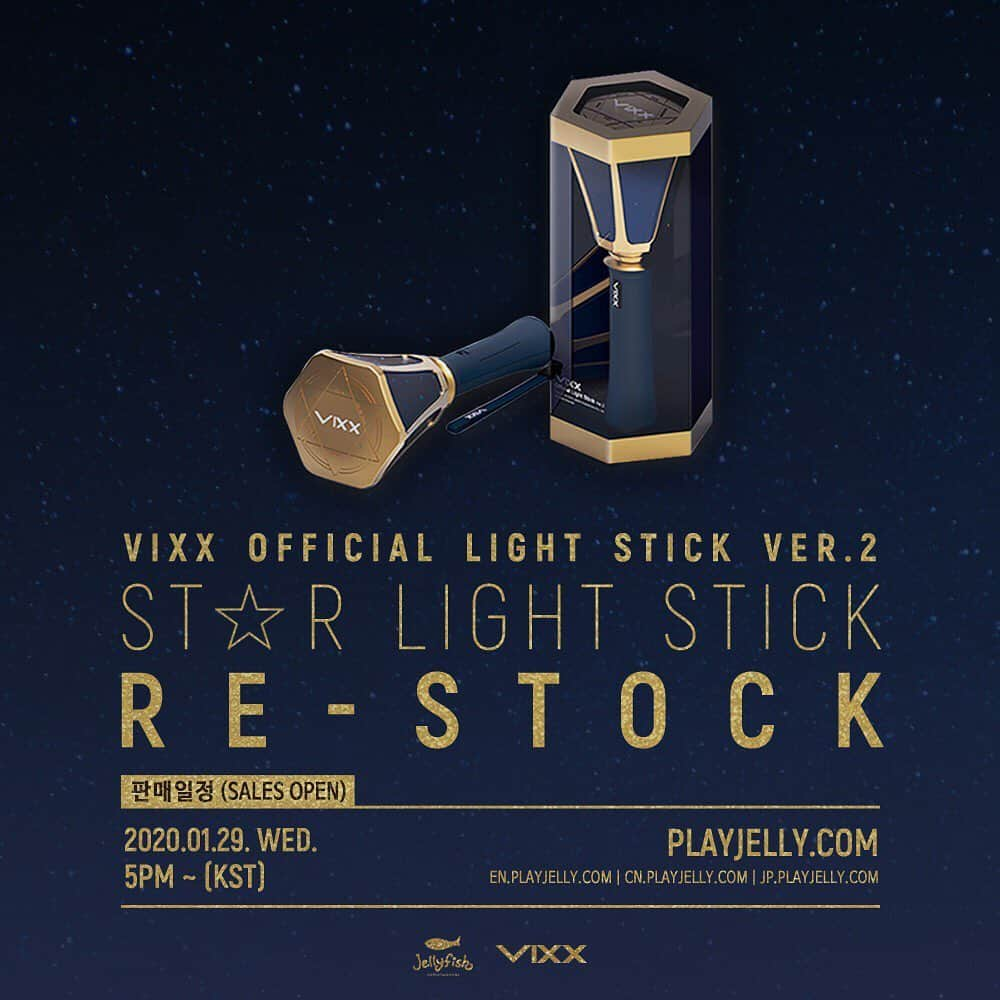 VIXXさんのインスタグラム写真 - (VIXXInstagram)「- VIXX OFFICIAL LIGHT STICK ver.2 RE-SALES OPEN! ★★★★★★ - ▶NOTICE : http://cafe.daum.net/RealVIXX/86Ek/1305 (자세한 내용은 공식 팬카페 공지문을 꼭 확인 부탁드립니다.) ▶SALES SITE : ‪PLAYJELLY.COM‬ - #빅스 #VIXX #빅스공식응원봉  #빅스공식야광봉 #별빛봉투 #VIXX_OFFICIAL_LIGHTSTICK #빅스굿즈 #플레이젤리 #PLAYJELLY #N #LEO #KEN #RAVI #HONGBIN #HYUK #엔 #레오 #켄 #라비 #홍빈 #혁 #차학연 #정택운 #이재환 #김원식 #이홍빈 #한상혁」1月22日 17時00分 - vixx_stargram