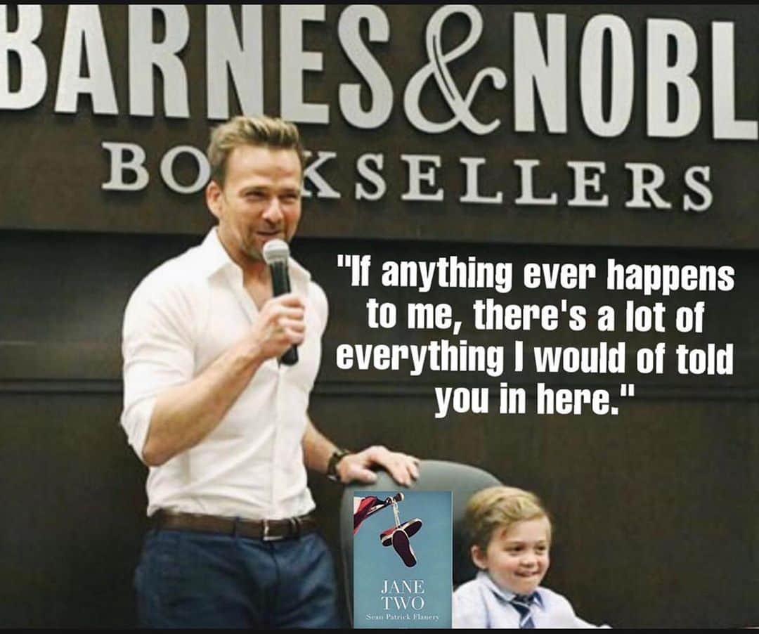 ショーン・パトリック・フラナリーのインスタグラム：「#Repost @tippie20 ・・・ “If anything ever happens to me, there’s a lot of everything I would have told you in here.” @spflanery  #JaneTwo #TexasLiterature #HeCameFromMyBalls」