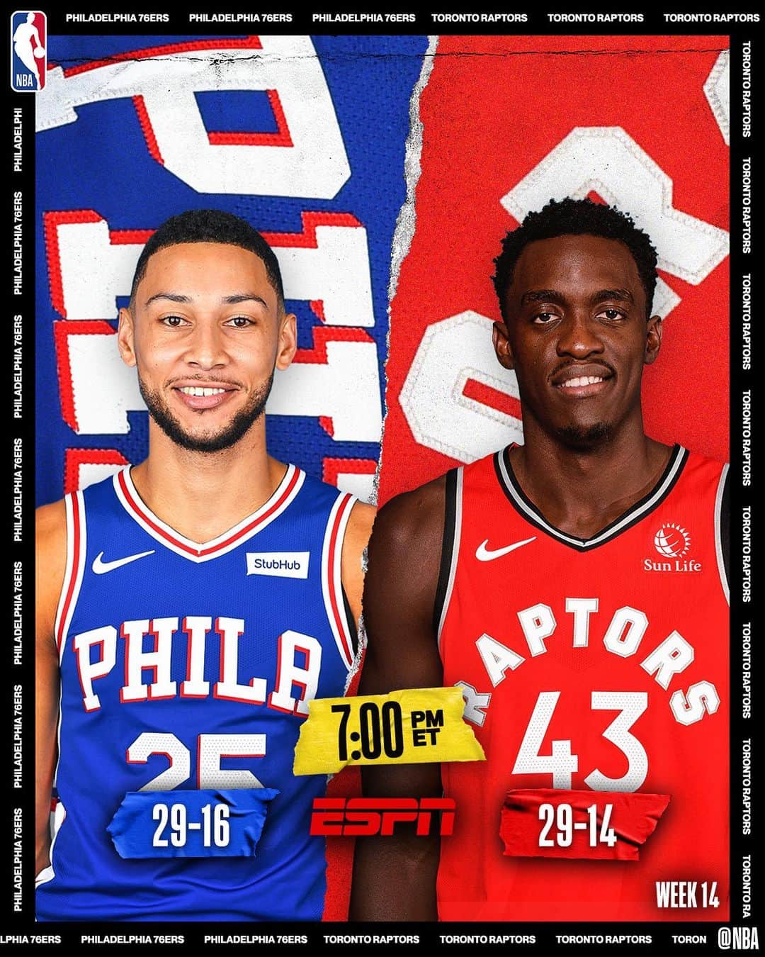 NBAさんのインスタグラム写真 - (NBAInstagram)「Tonight’s must-see ESPN doubleheader tips off at 7:00pm/et . . . • @sixers & @raptors both seek 5th straight W • Simmons: 23.8 PPG, 10.0 RPG, 8.2 APG on 65.8% shooting in last 5 games • Zion to make NBA debut • @pelicansnba: 10-4 last 14」1月23日 1時31分 - nba