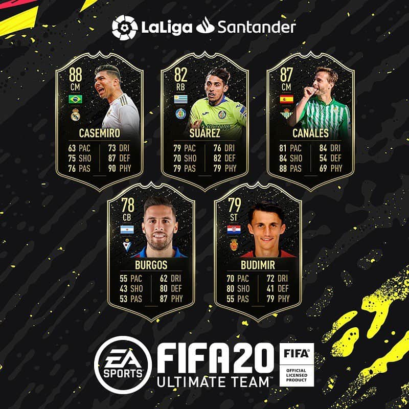 LFPさんのインスタグラム写真 - (LFPInstagram)「🎮⚽️🌟@casemiro, @damiansuarez11, @sergiocanalesoficial, @estebanburgos3 & @budimir__ante are in the #TOTW! • 🎮⚽️🌟 ¡#Casemiro, #DamiánSuárez, #Canales, #EstebanBurgos y #Budimir están en el #TOTW! • #FIFA20 #LaLiga #LaLigaSantander #Football」1月23日 3時29分 - laliga