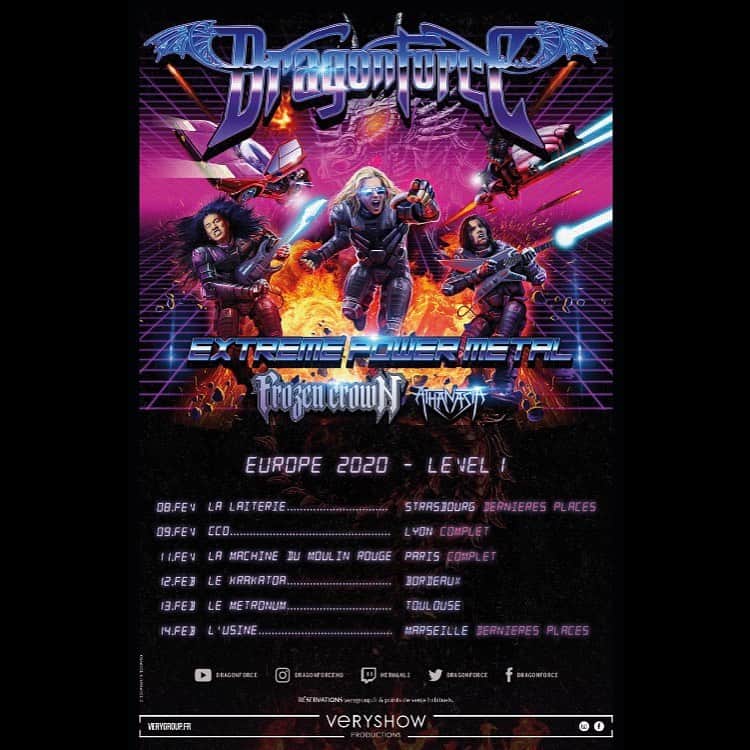 DragonForceさんのインスタグラム写真 - (DragonForceInstagram)「Paris is SOLD OUT! Only a few tickets left for Strasbourg + Marseille, France so get them before they’re gone! It’s going to be a great tour with @frozencrownofficial & @athanasiametal 🤘🏼🎸🐉 Tickets & VIP Upgrade: Link in bio! . #Dragonforce #FrozenCrown #Athanasia #ExtremePowerMetal」1月23日 5時18分 - dragonforcehq