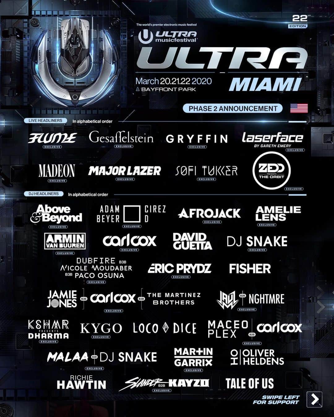 Ultra Music Festivalさんのインスタグラム写真 - (Ultra Music FestivalInstagram)「PHASE 2 ☀️🌴⁣ ⁣ #Ultra2020」1月23日 5時53分 - ultra