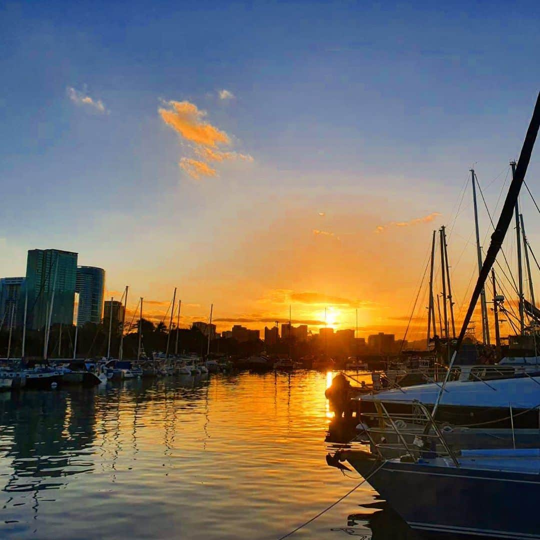 マキ・コニクソンさんのインスタグラム写真 - (マキ・コニクソンInstagram)「Good morning from Kewalo Harbor!! 早起きは三文の徳ですねー！😊 私はどこにいても毎朝5:30に目が覚めるの。朝は仕事がはかどるし空気もすんでるし早起きは本当にいいよ！👍🏼今日も無駄なく時間を使おう！😊これからちょっくらフロリダのオーランドに行って来ます！✈️ #ハワイのおすそ分け🤙🏼 #オーランドはあまりご近所じゃありません。🤣」1月23日 6時41分 - makikonikson