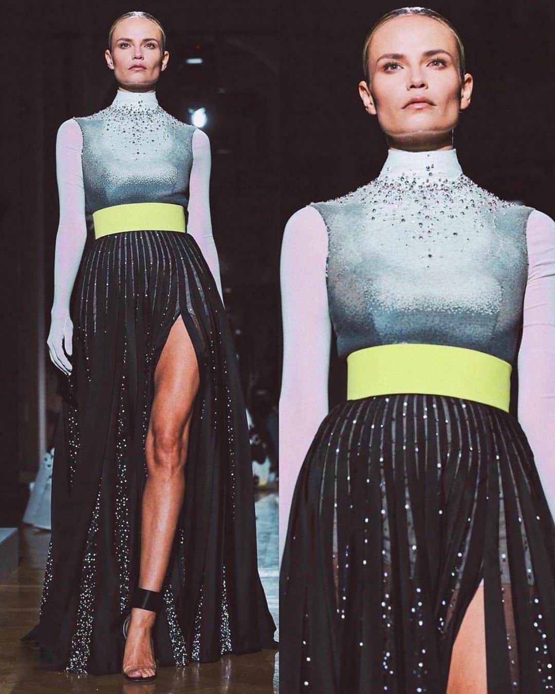ナターシャ・ポーリーのインスタグラム：「Epic Moment 🥀 Thank You @maisonvalentino @pppiccioli  Style By #JoeMcKenna Casting By @italia3bis Make Up By @patmcgrathreal  Hair By @guidopalau  #Couture」