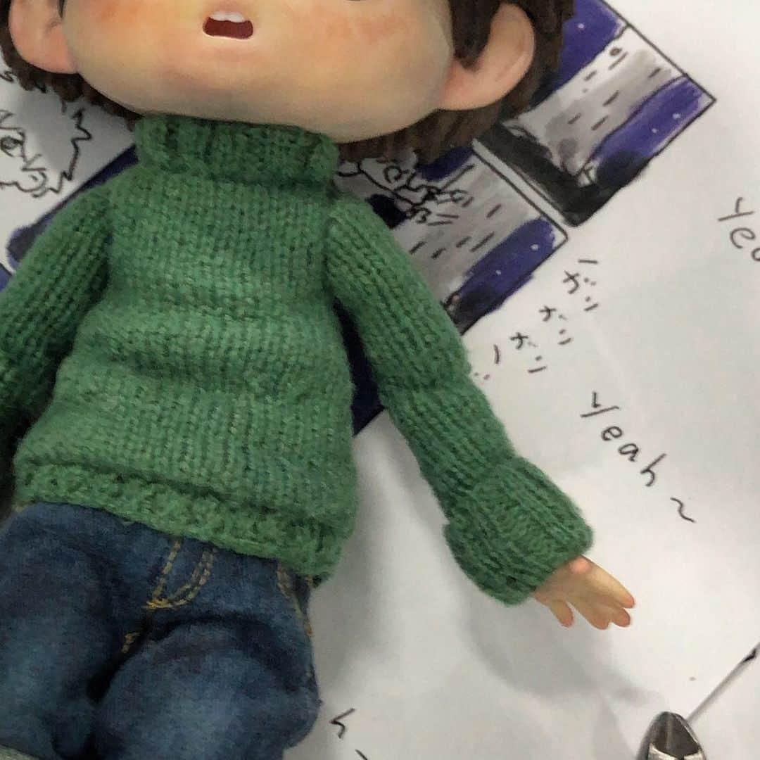合田経郎のインスタグラム：「今日は撮影最終日。ちょっと寂しい。 #kumanoko #dwarfstudios #stopmotion」