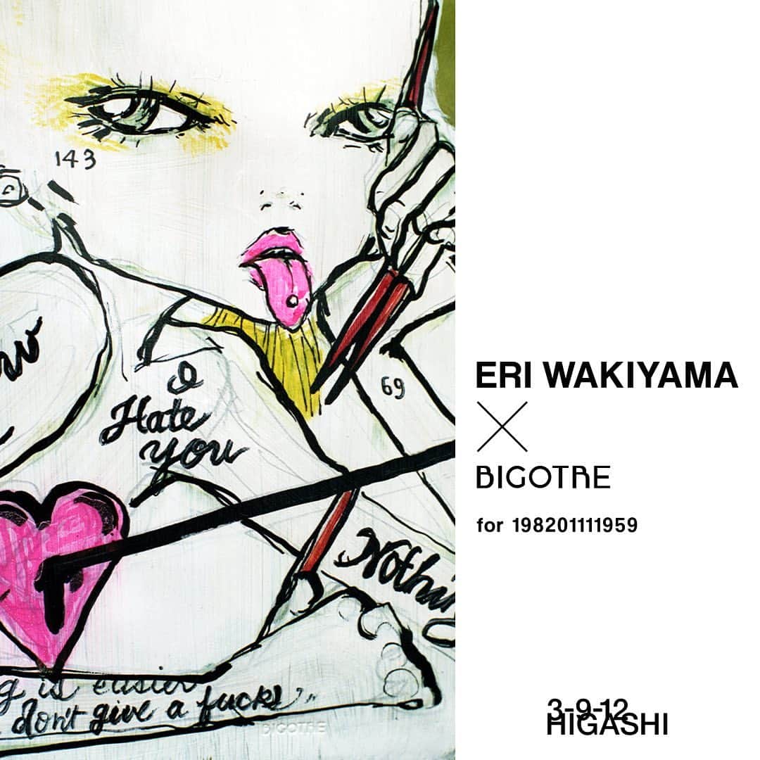 bigotre_officialさんのインスタグラム写真 - (bigotre_officialInstagram)「WE WILL HAVE AN EVENT OF "BIGOTRE × ERI WAKIYAMA FOR 198201111959" AT 3-9-12 HIGASHI @3912higashi FROM 24TH JAN. - 6TH FEB.  YOU WILL BE ABLE TO SEE THE ARTWORK HERE.  #BIGOTRE #ERIWAKIYAMA #198201111959」1月23日 23時06分 - bigotre_official
