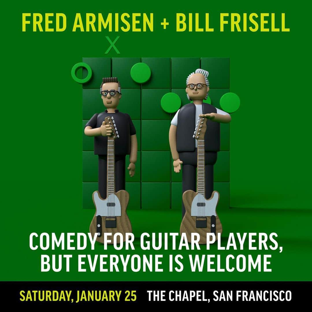 フレッド・アーミセンのインスタグラム：「This Saturday with @bill.frisell at @sf_sketchfest  Art by @newbvl」