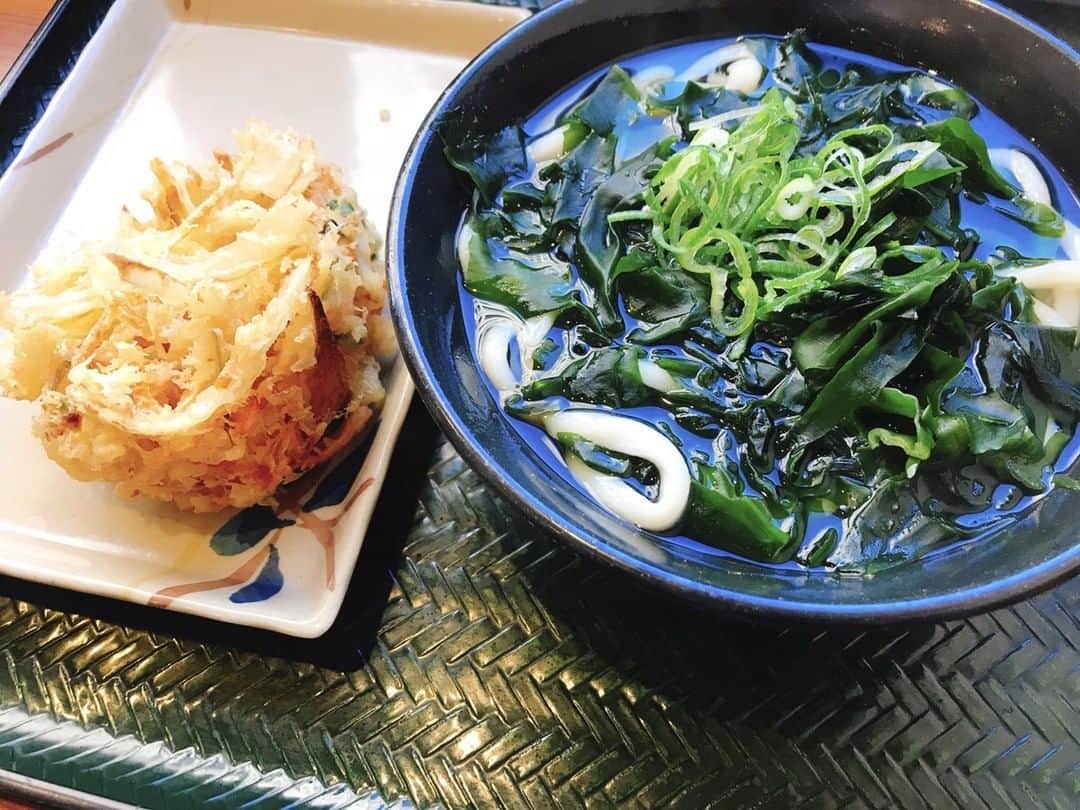 はなまるうどんのインスタグラム：「\ ミネラルと旨味たっぷり👌🏻✨ /  寒いこの季節に #わかめ と #野菜かき揚げ を  組み合わせをオススメします😀👏🏻 アツアツのおうどんに、卓上に置いてある七味をかけて  食べるのものgood😃✨ #はなまるうどん #はなまる #hanamaru」