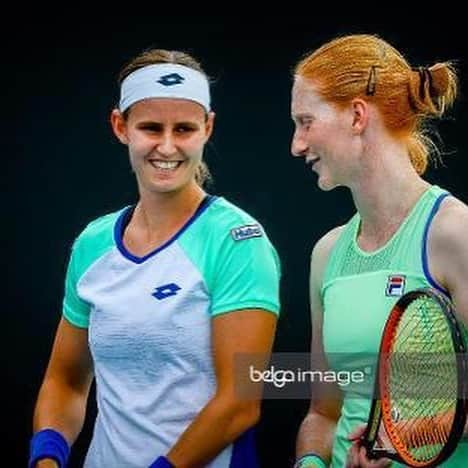 アリソン・バン・アイトバンクのインスタグラム：「Had the best time on court with the best 😘❤️ @greetjeminnen , ✈️ home now for some rest and prepare for the next challenges! @belgaimage #abautomotivevilvoordebrussels #snauwaert #filatennis #wcupnutrition #signumpro」