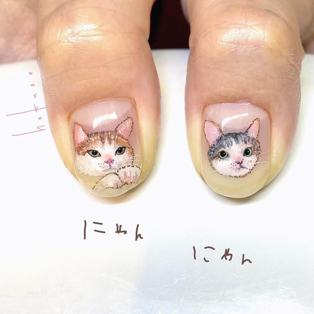 北欧ネイルサロンさんのインスタグラム写真 - (北欧ネイルサロンInstagram)「にゃんにゃん😚 The cats nail ! #整指甲 #フジロック」1月24日 21時46分 - art_hokune