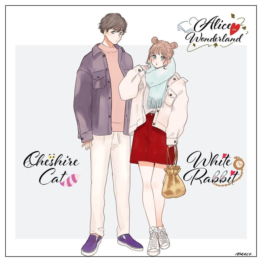 みーこさんのインスタグラム写真 みーこinstagram チシャ猫 白うさぎイメージコーデ イラスト ファッション ファッションコーデ ファッションイラスト 不思議の国のアリス チシャ猫 白うさぎ 冬コーデ ディズニーコーデ ディズニーバウンド