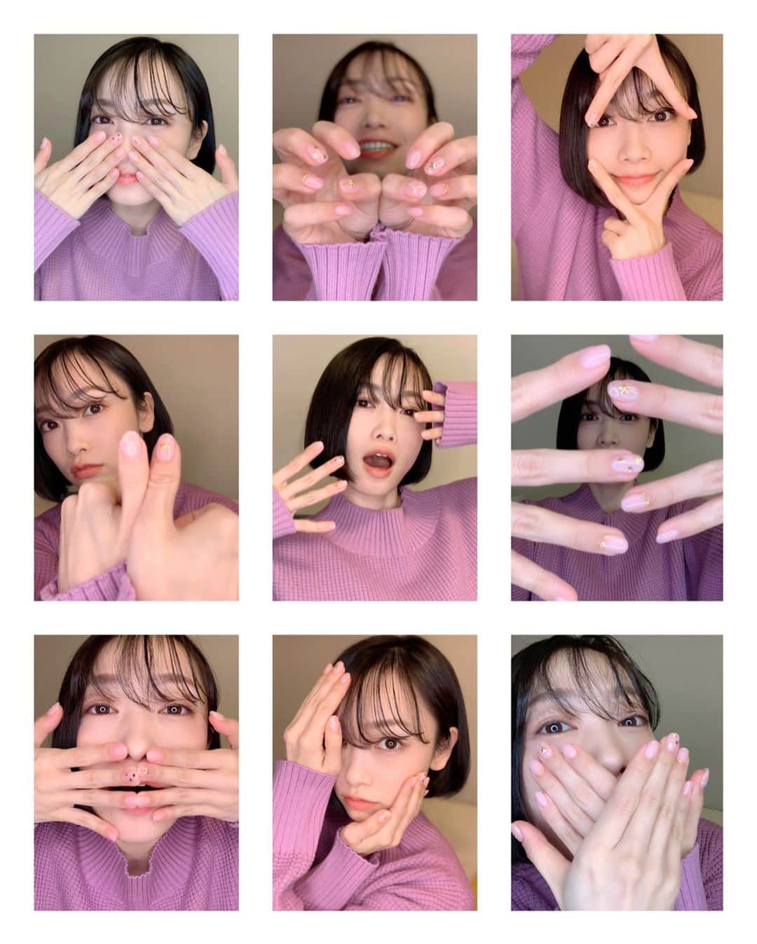 のインスタグラム：「実は今回のネイルデザインはアー写・ジャケ写の衣装に合わせて考えたデザイン✨ ベビーピンクのカラーに☆のモチーフ。 アー写公開になったので、やっと言えました💫 ・ ・ #naildesign #instalike #instagood #instanails #instanail #nailstagram #newnail #ネイルデザイン #ネイルデザイン2020 #春ネイル #スプリングネイル #springnail #星ネイル #star #babypinknails #instafashion #instabeauty #instaselfie #selfie #shortbobhaircut #bobhairstyles #ショートボブ #ボブ #japanesegirl #ニシアイネイル #ニシアイアート」
