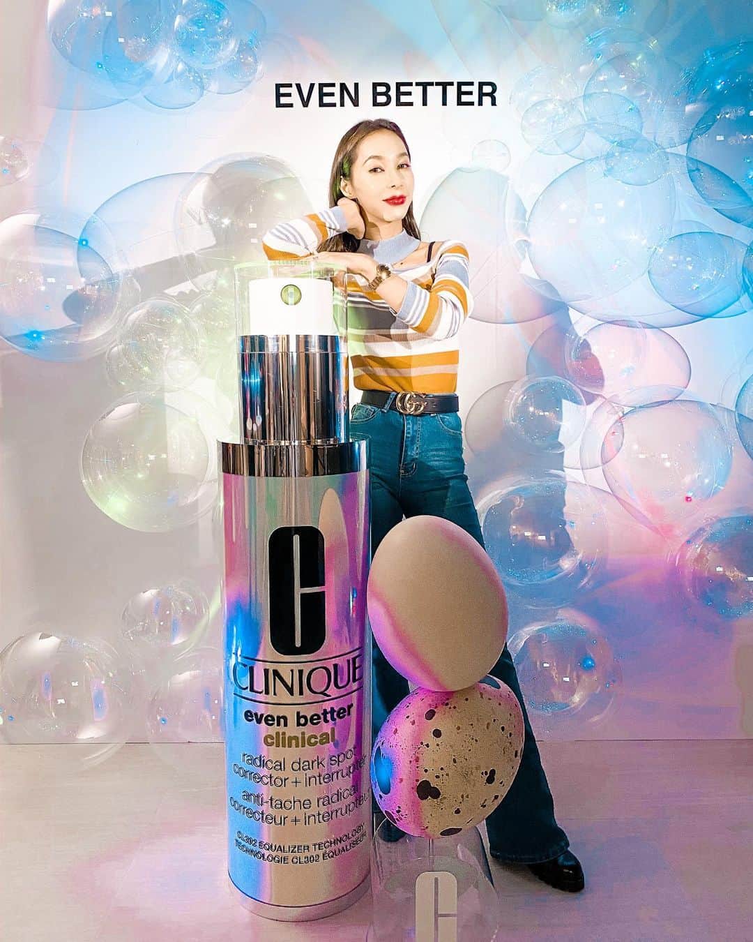のインスタグラム：「Clinique event💕 . クリニークのイベントで新製品を体験してきました！ 新しく発売するクリニークiDのカートリッジは桜の成分を配合していて、敏感肌のケアにおすすめです👏 クリニークiDはジェルやクリームタイプがあって、自分のお肌に合うものと、悩みによってカートリッジが変えれるの！  イーブンベターラディカル　ブライトセラムは 乾燥によるくすみにアプローチして、均一美肌を叶える美容液😌👏 2月28日発売だよ イベントでは、可愛いスイーツを頂きながら、お肌診断をしたよ🥰　おすすめのクリニークiDを使い始めるの楽しみ♥️ . . @cliniquejp . . #私だけのiD #オーロラ美容液 #ほめ肌 #クリニークiD #均一美肌 #PR #skincare #clinique #party #beauty #ootd #lookdodia」
