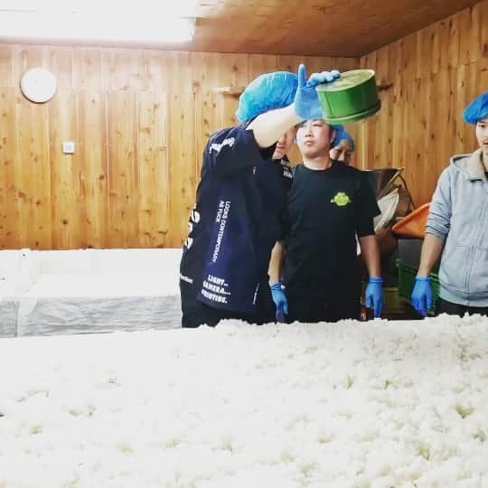 宮田麺児のインスタグラム：「ひたすら　仕込み  #日本酒#麹#麹室#奇跡#仕込み」