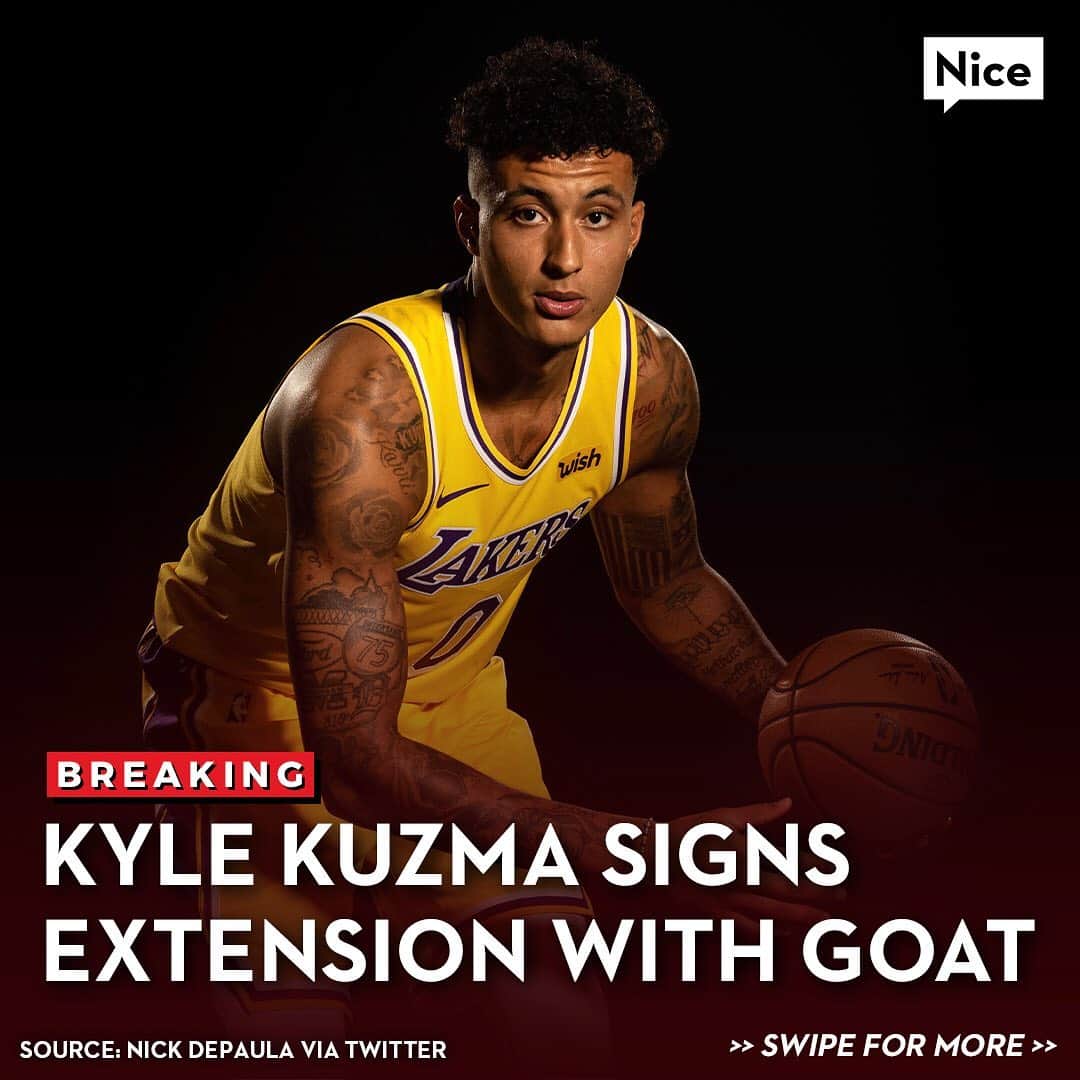 Nice Kicksさんのインスタグラム写真 - (Nice KicksInstagram)「Kyle Kuzma & @Goat re-upped their deal for @Kuz to rock gear as the platform’s main style icon moving forward.」1月25日 1時59分 - nicekicks
