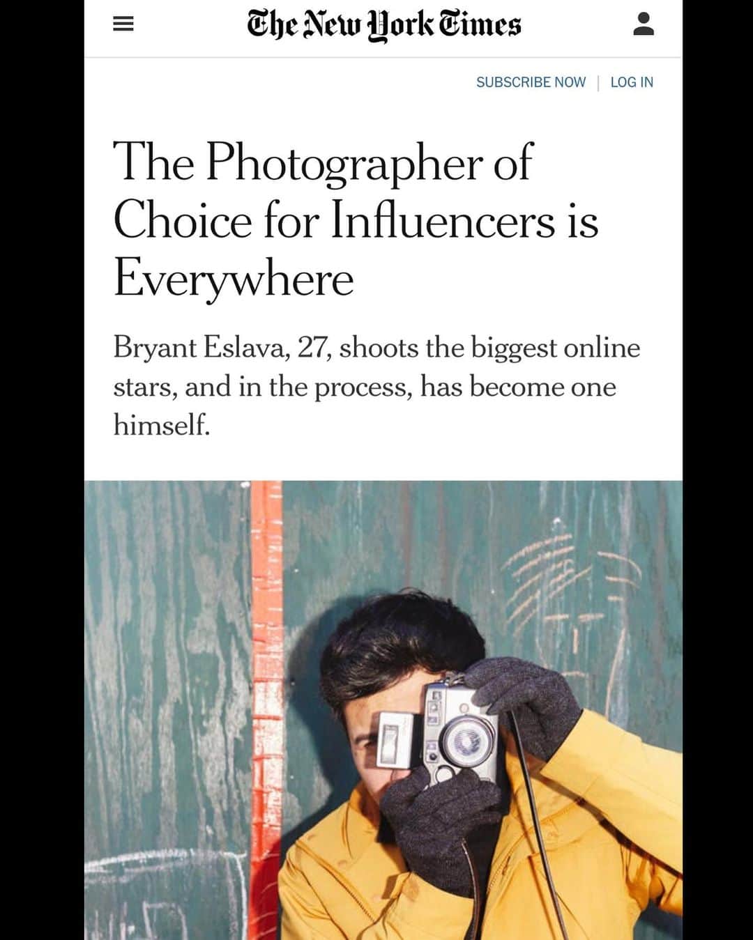 Bryant Eslavaさんのインスタグラム写真 - (Bryant EslavaInstagram)「i can’t believe i’m writing this.. but i’m on the NEW YORK TIMES!! 🤩 -  all thanks to ALL OF YOU 🧡 - thank you for always supporting my work! (the article - LINK IN BIO) - also (the last video is on this post is my mood right now) 🥳 - big thank you to @taylorlorenz for writing this piece on me!!! 🧡」1月25日 2時33分 - bryant