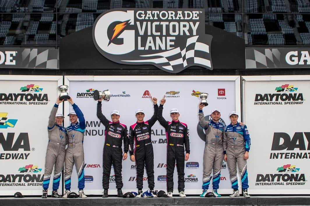 Mercedes AMGさんのインスタグラム写真 - (Mercedes AMGInstagram)「Triple victory! Our Mercedes-AMG GT4s lock out the first three places in the 4-hour race of the @imsa_racing Michelin Pilot Challenge. Riley Motorsports (#35) clinches the win and is followed by @winwardracing (#57 and #4) to round off a spectacular race day at @disupdates. Congratulations to all teams and drivers!  #IMSA #IMPC #MercedesAMGMotorsport #MercedesAMG」1月25日 9時47分 - mercedesamg