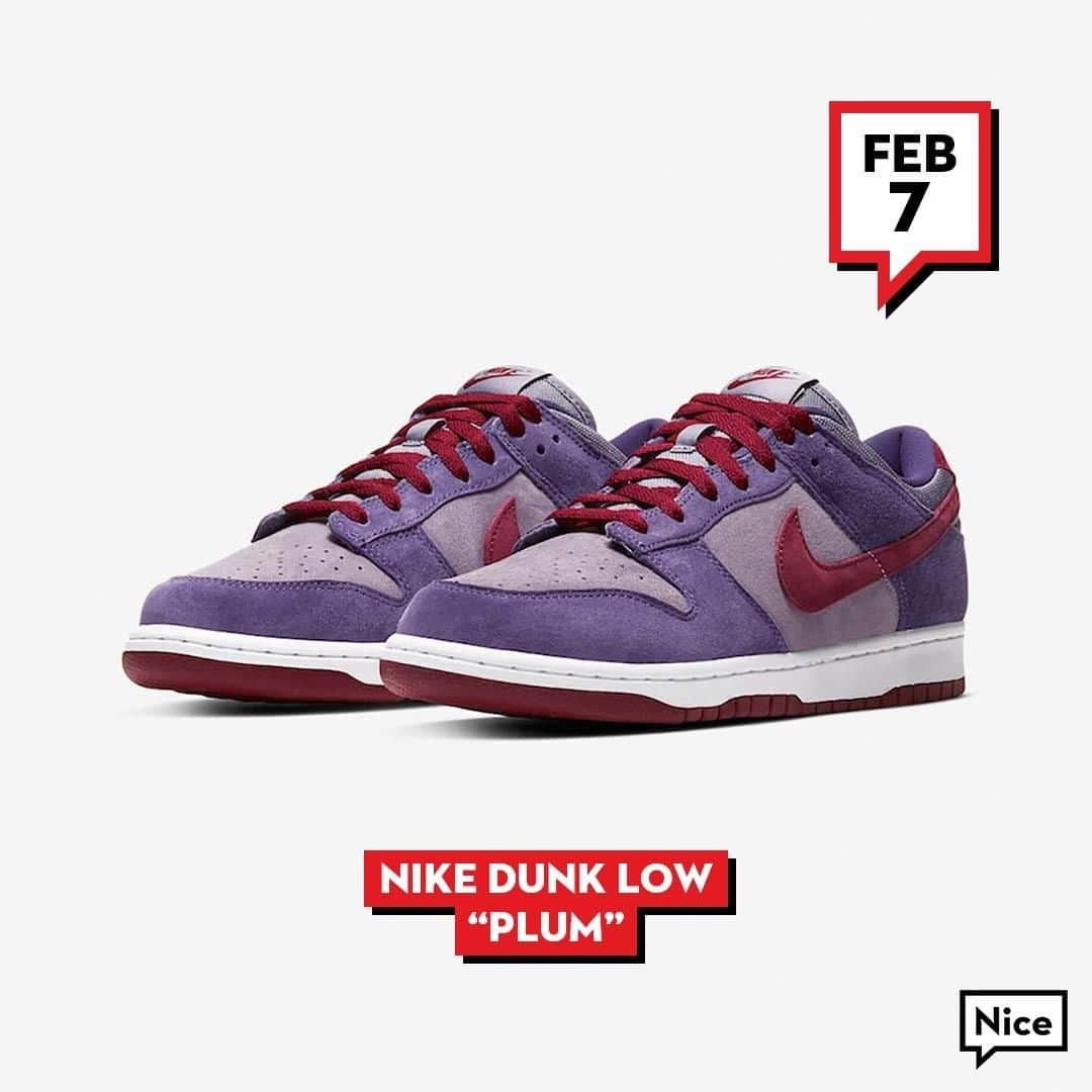 Nice Kicksさんのインスタグラム写真 - (Nice KicksInstagram)「LINK IN BIO for more info // The Nike Dunk craze is back. The next Nike Dunk Low to drop is the classic “Plum” color way. These are a must cop. With that being said, how many pairs are you looking to grab? 🤔🔥」1月25日 11時05分 - nicekicks