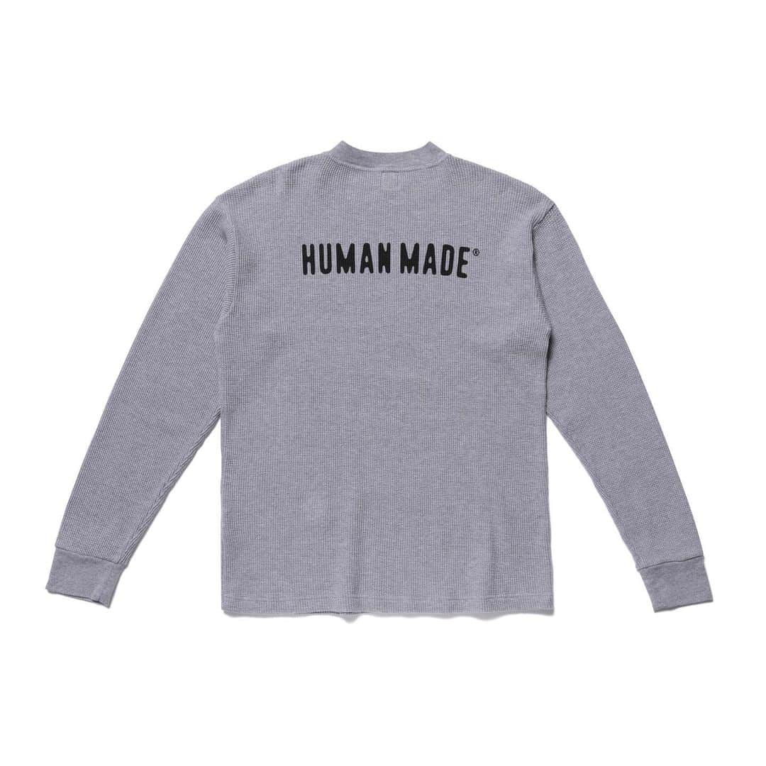 HUMAN MADEさんのインスタグラム写真 - (HUMAN MADEInstagram)「"THERMAL LONG-T" now available in store and online. www.humanmade.jp  肉厚ワッフルのサーマルロングスリーブTシャツです。胸元のワンポイント刺繍やバックのプリントが特徴です。 Thick waffle thermal long sleeve shirt with one point embroidery on chest.」1月25日 11時40分 - humanmade